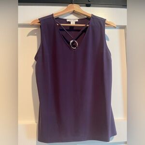 White House Black Market Plum Tank Top with Ring Accent